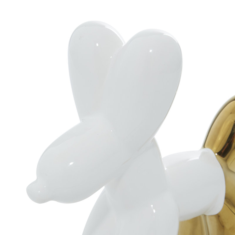 White and Gold Ceramic Balloon Dog Sculpture for Kids