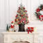 Sapin de Noël de 90 cm (3 pieds) pré-illuminé et recouvert de neige floquée, avec pot de fleurs