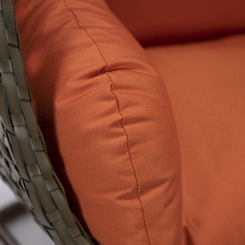 Balancelle d'extérieur pour 1 personne avec support Brookstonval, support pour œuf suspendu en osier tissé à la main, structure en fer résistant aux rayons UV, méridienne de patio rembourrée pour porche, jardin, balcon et cour arrière