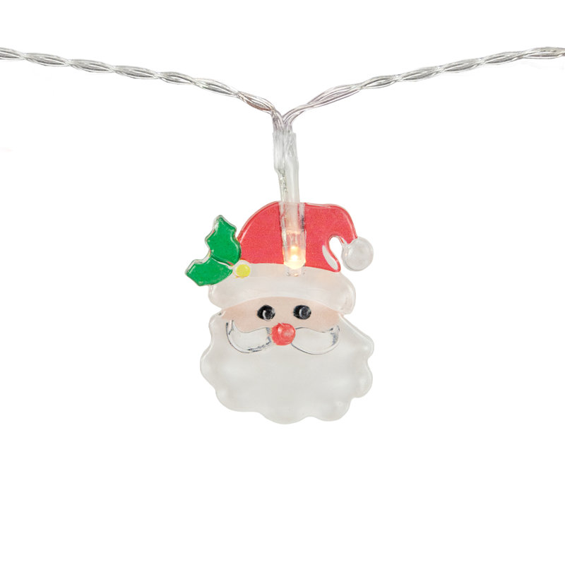 10-Count LED Santa Claus Micro Christmas Light Set 4.5Ft  Clear Wire