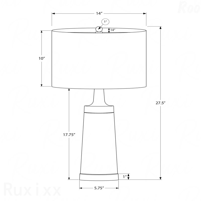 Lampe de table - H 28 po, cadre en métal noir, abat-jour beige