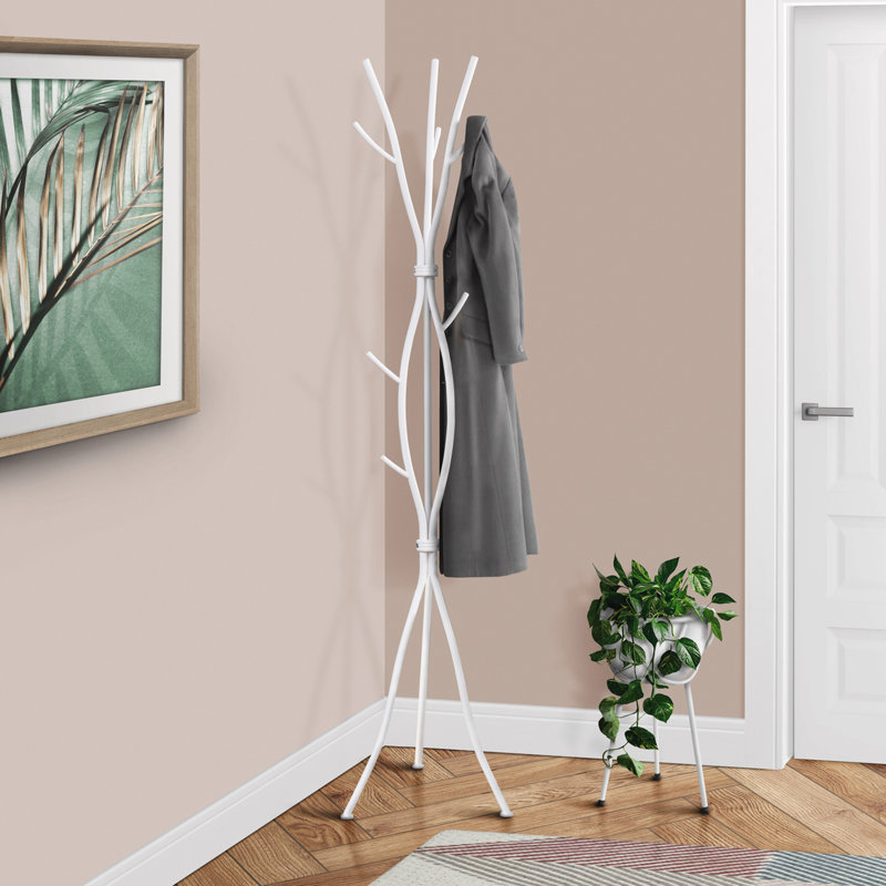 Versatile Free Standing Coat Rack with Multiple Hooks for Various Spaces, White