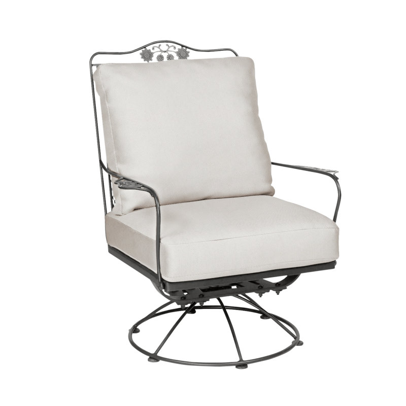 Briarwood Swivel Outdoor Lounge Chair, Pewter, Spectrum Indigo Sunbrella® Plainweave