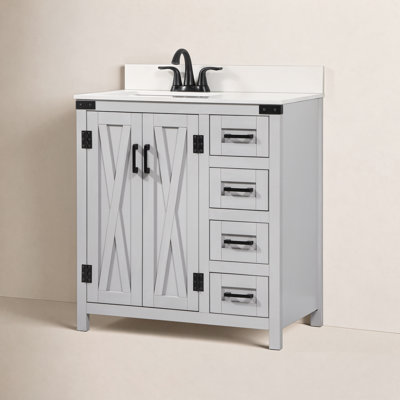 Slayton 32'' Single Bathroom Vanity with Engineered Marble Top