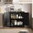 Rattan Buffet Cabinet with Storage, Sideboard with Synthetic Rattan-Accent Doors, Adjustable Shelves, Storage Cabinet for Living Room Dining Room Hallway
