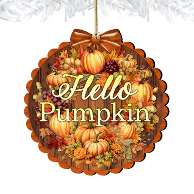 Ornement en bois Hello Pumpkin