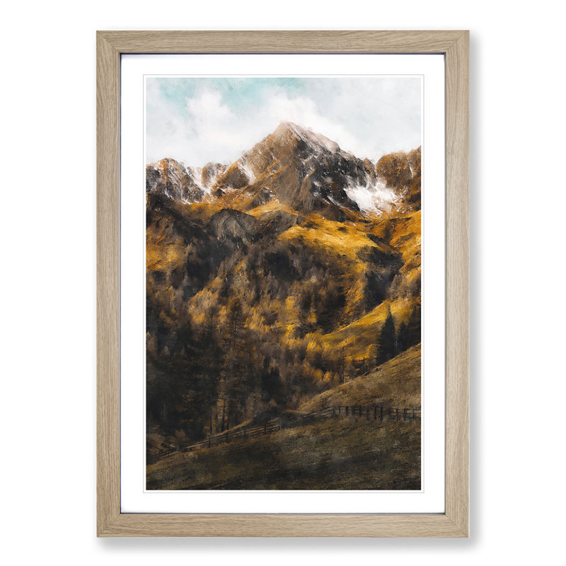Mountain in Lappach Italy - Framed Print, 48cm H x 36cm W x 2cm D, Oak Framed