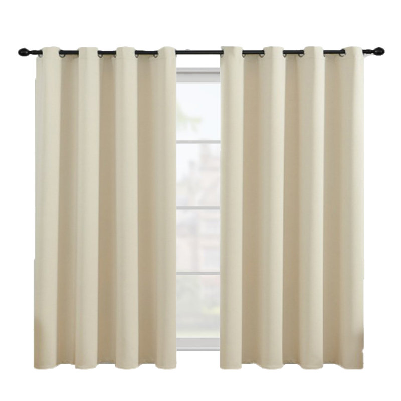 2 Pieces Beige Blackout Curtains Bedroom Curtains Grommet Curtains Thermal Insulated Room Darkening Small Window Panels