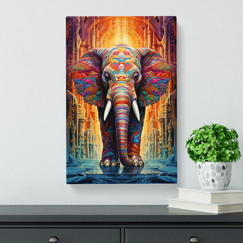 Elephant Futurism - Wrapped Canvas Print, 76cm H x 50cm W x 3cm D