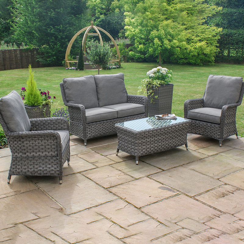 Blaisdell High Back 2 Seat Rattan Sofa Set
