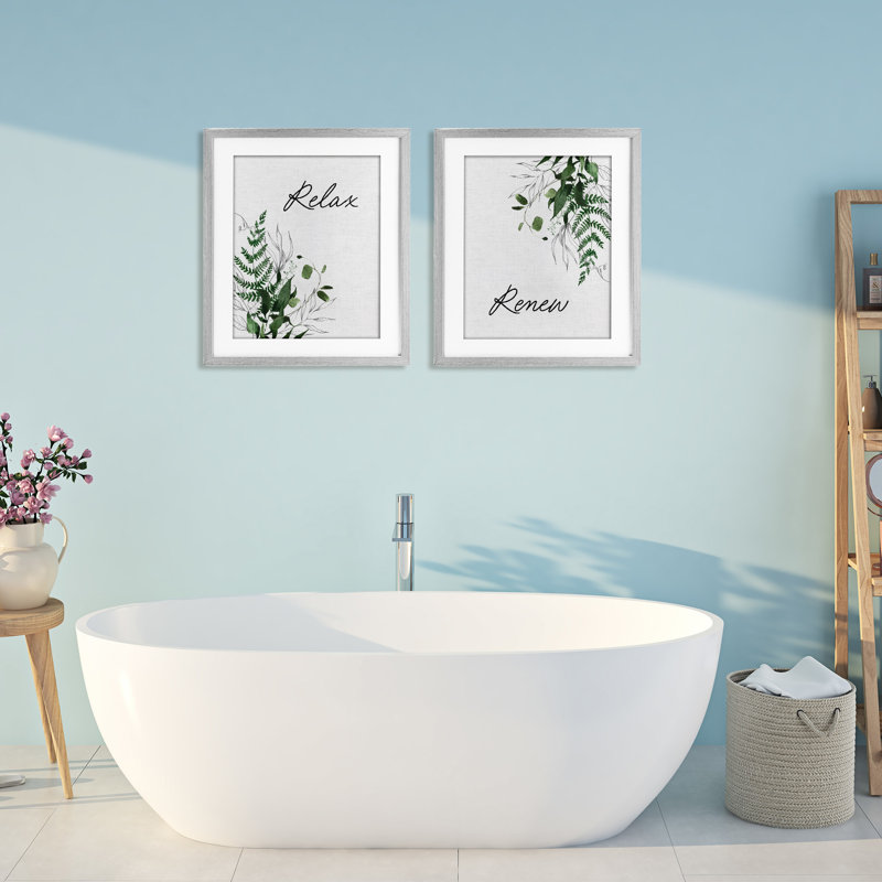 «Relax Renew Botanical Leaves», ensemble de 2 reproductions encadrées sous verre encadrées, H 21 po x l 17 po
