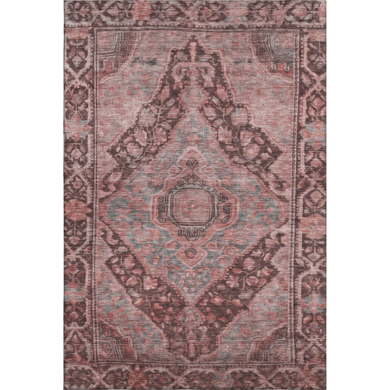 Premium Machine Washable Lucchesi AMF1761 Border Rug, Rectangle 3' x 5'