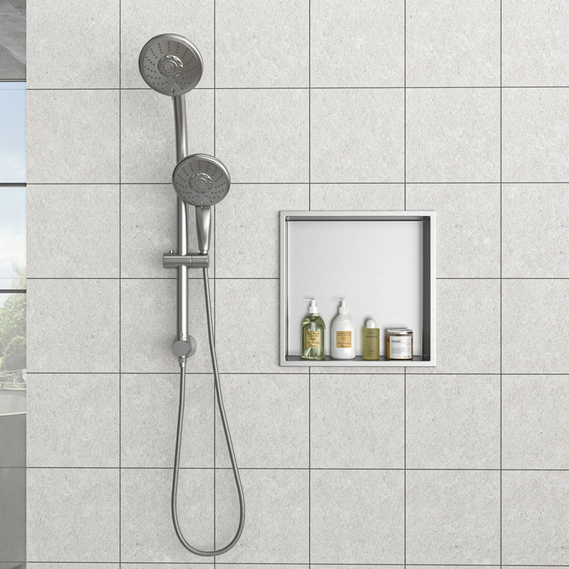 12" X 12" Stainless Steel Shower Niche, Brushed Nickel, 4" H x 12.06" W x 11.91" D, Brushed Nickel