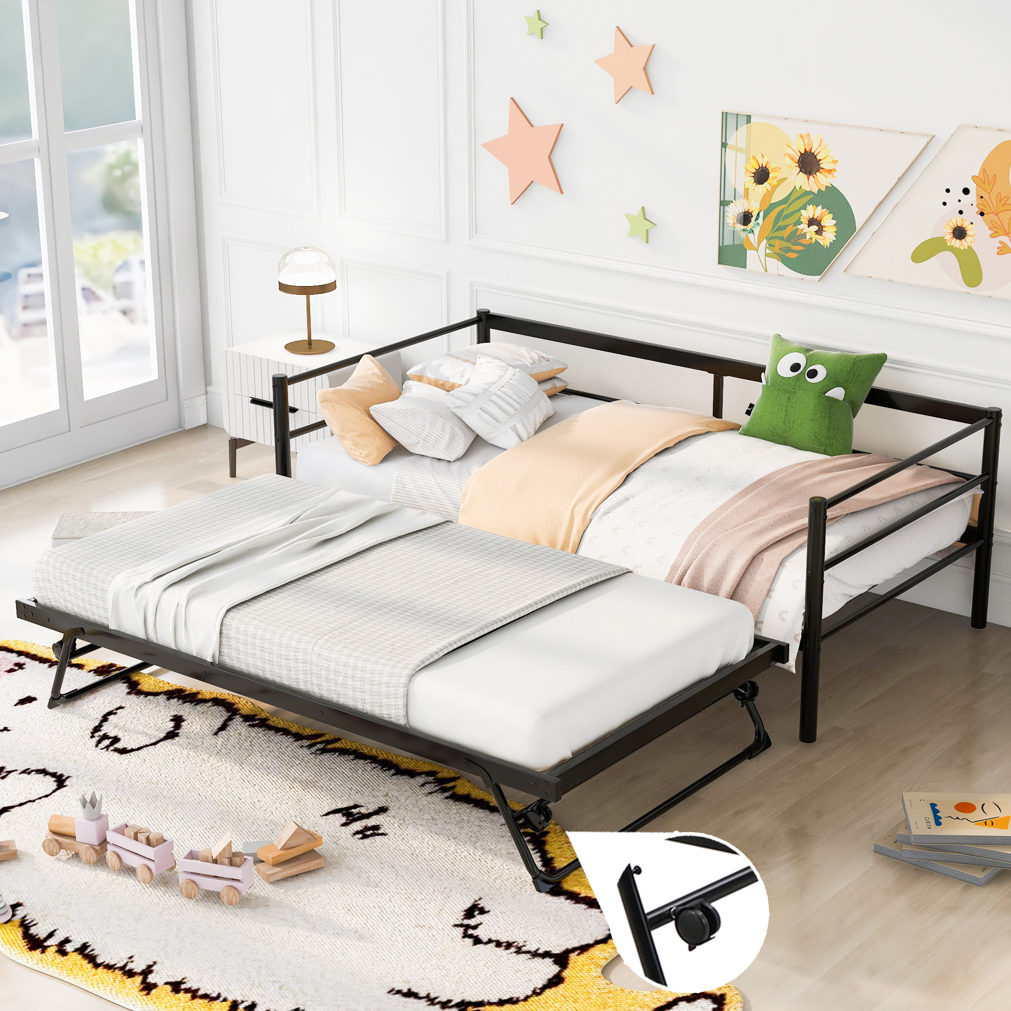 Daybed with deals adjustable trundle