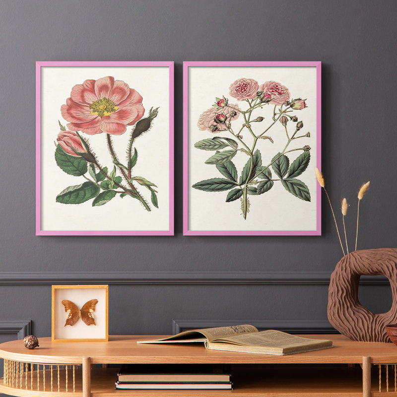 Impression florale rose de qualité supérieure - prête à accrocher - aucun clou requis - aucun clou requis, Rose