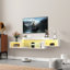 Meuble télé flottant mural 65,35 po avec DEL 20 couleurs et station de charge intégrée-125705821