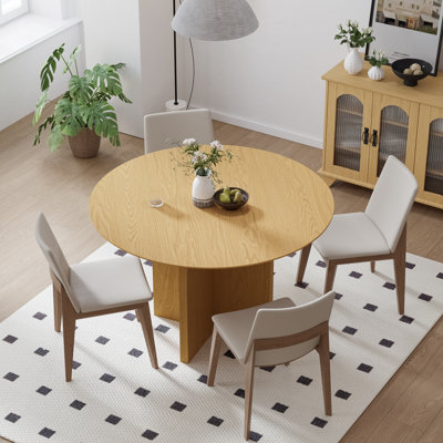 Roud Wood Dining Table Pestal Kitchen Table with Cross Legs