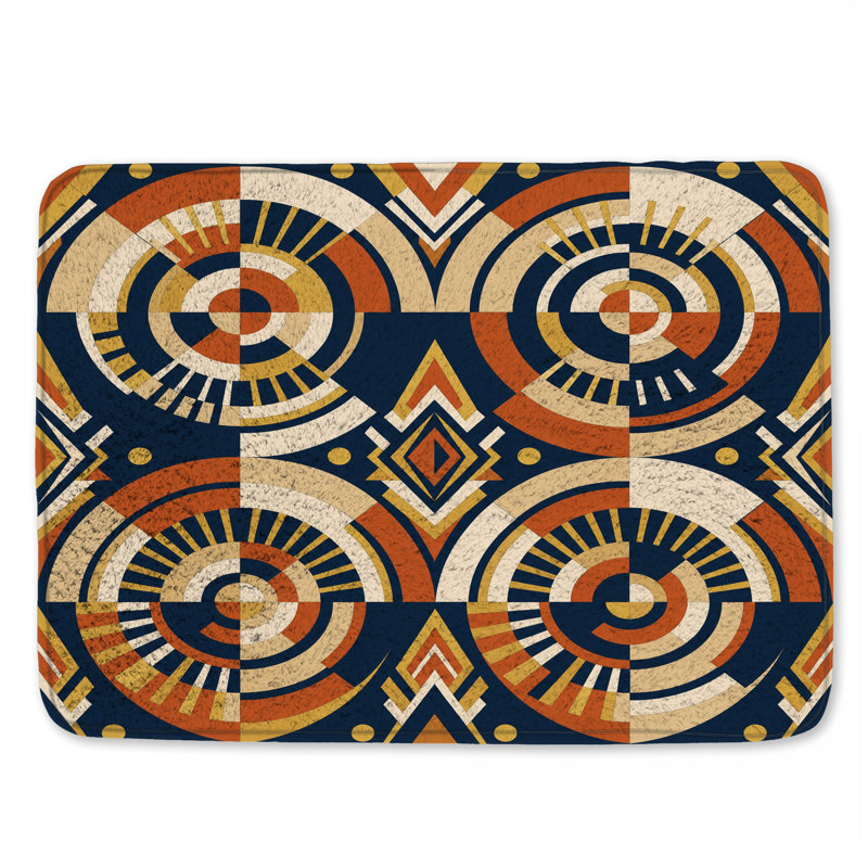 Tapis de bain à motif de cercles géométriques, 24in W x 17in L