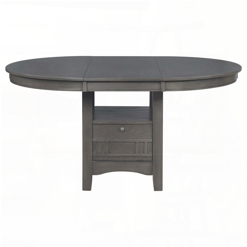 Medium Grey Oval Extension Leaf Dining Table