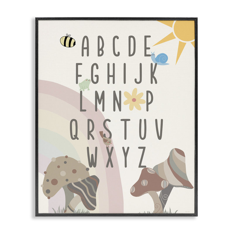 «Neutral Mushroom Alphabet», art de la giclée encadrée par Daniela Santiago, Giclée encadrée noir minuit, H 14 po x l 11 po