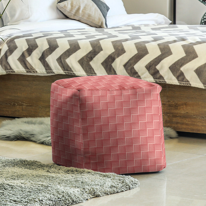 Repose-pieds cubique à rayures classic basketweave, Rouge