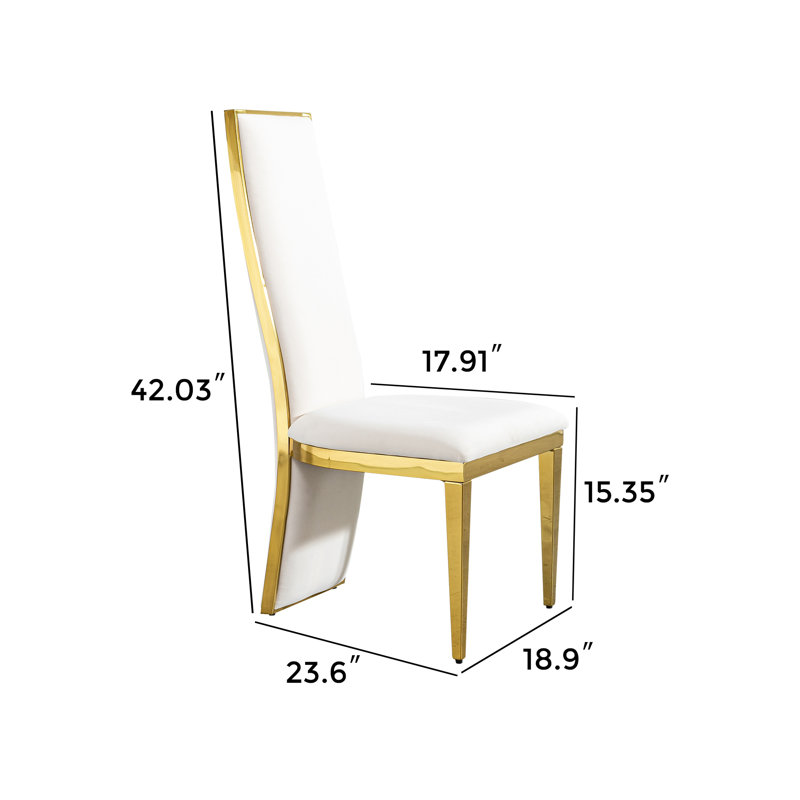 Chaise de salle à manger avec pieds en acier inoxydable doré