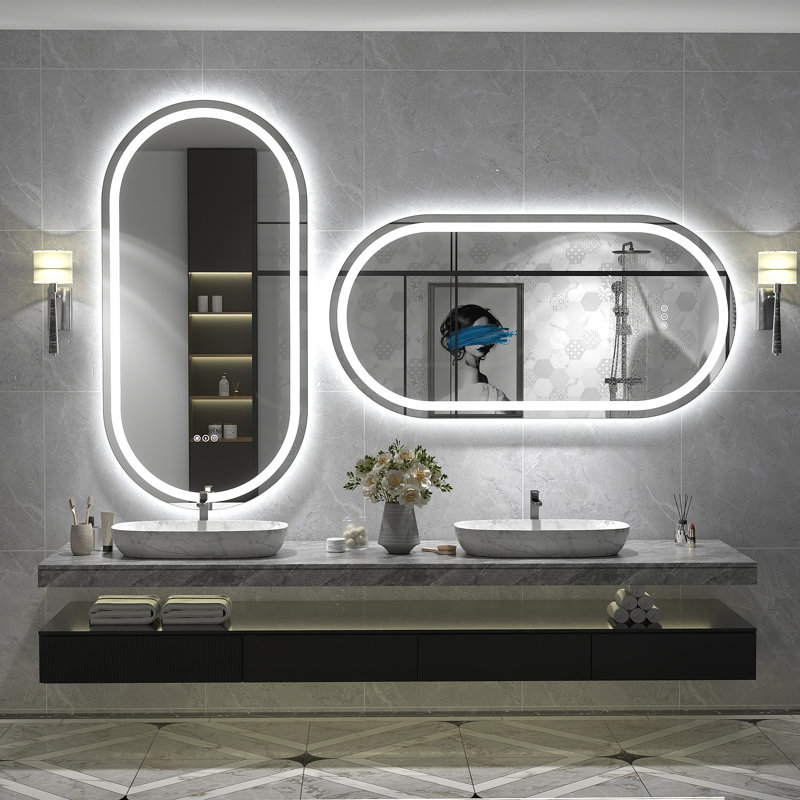 Wayfair Basics® UL Certified LED Anti-Fog Tempered Glass Oval Bathroom/Vanity Mirror , 48" x 24"
