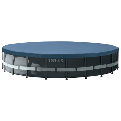 INTEX Swimming Pool Dark Grey Steel, 3-Ply Material Large Collapsible