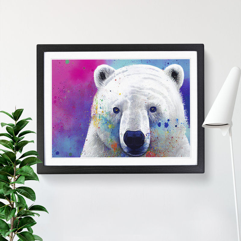 Polar Bear Splash Vol.1 Abstract - Single Picture Frame Painting, Black, 34cm H x 46cm W x 2cm D