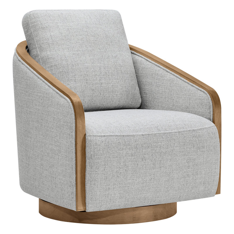Fauteuil demi-tonneau pivotant de 29,5 po de largeur Nieve, Nathan gris chiné