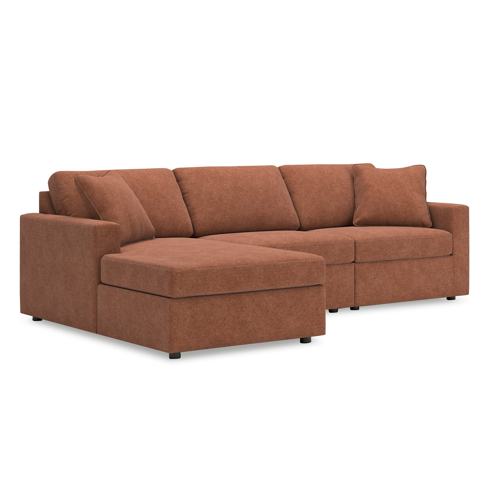 Modular Sectional, Left Hand Facing, 36" H x 109" W x 68"D, Brown Polyester