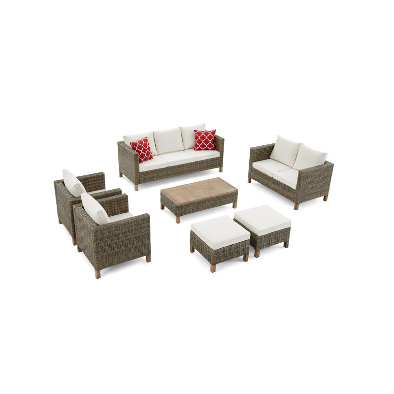 Duponta 9 - Person Patio Conversation Set with Cushions, Beige