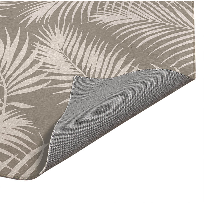 Tapis ultra-fin à profil bas Waving Palms, Taupe, Rectangulaire 3 pi x 5 pi