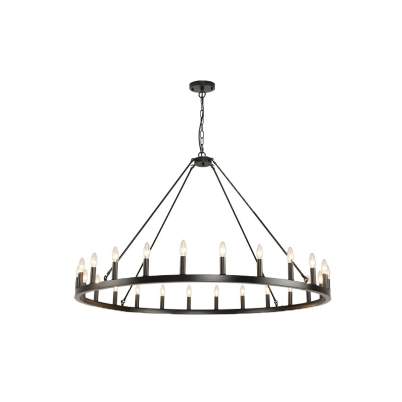 Lustre à bougie avec chaîne réglable Heritagelegacy (ampoule non incluse), H 30,31 po x l 53,15 po x P 53,15 po, Noir