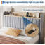 Cadre de lit simple avec tête de lit, cadre de lit simple TG robuste pour chambre à coucher, grand lit avec tête de lit tapissier, lit plateforme avec tête de lit, station de charge, tiroirs en métal, lattes de bois,