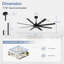 Ventilateur de plafond standard à 8 pales 65 pouces avec télécommande Ilette-1432476560-1454062738