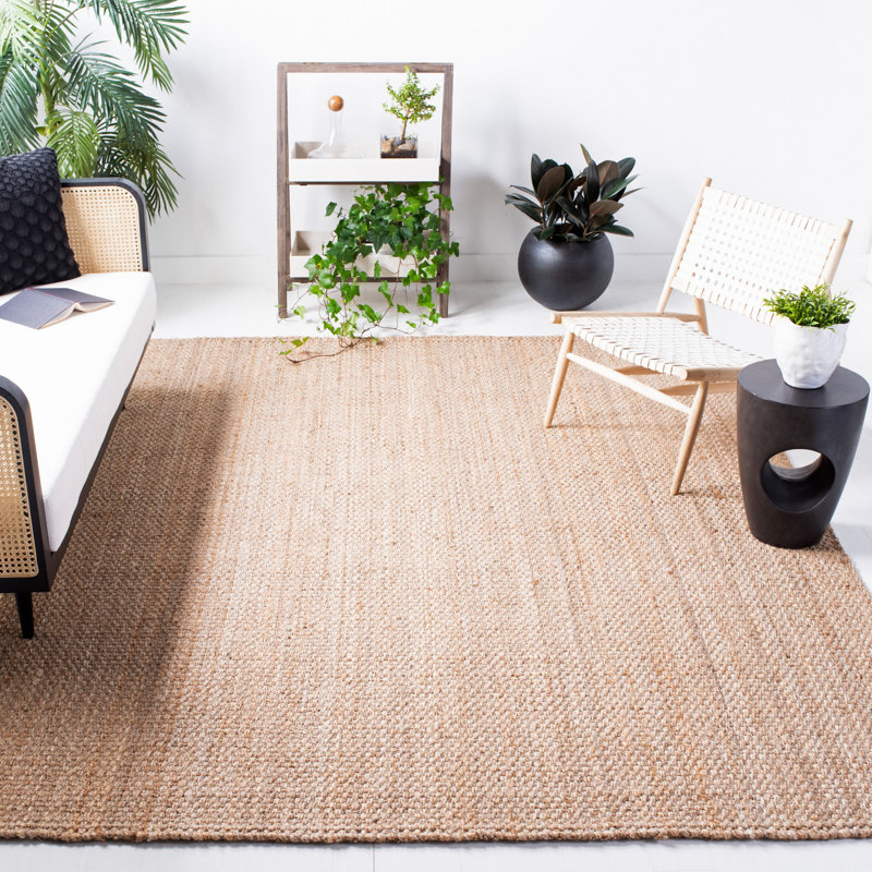 Tapis à motif géométrique en jute naturel touffeté à la main Carolene de Erroll Pollux, Rectangle 8 pi x 10 pi
