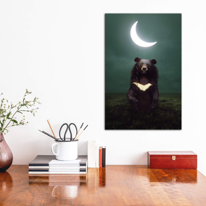 «My Light - Moon Bear» par Soaring Anchor Designs - impression d'art graphique, H 18 po x l 12 po x 1,5 po, Toile tendue