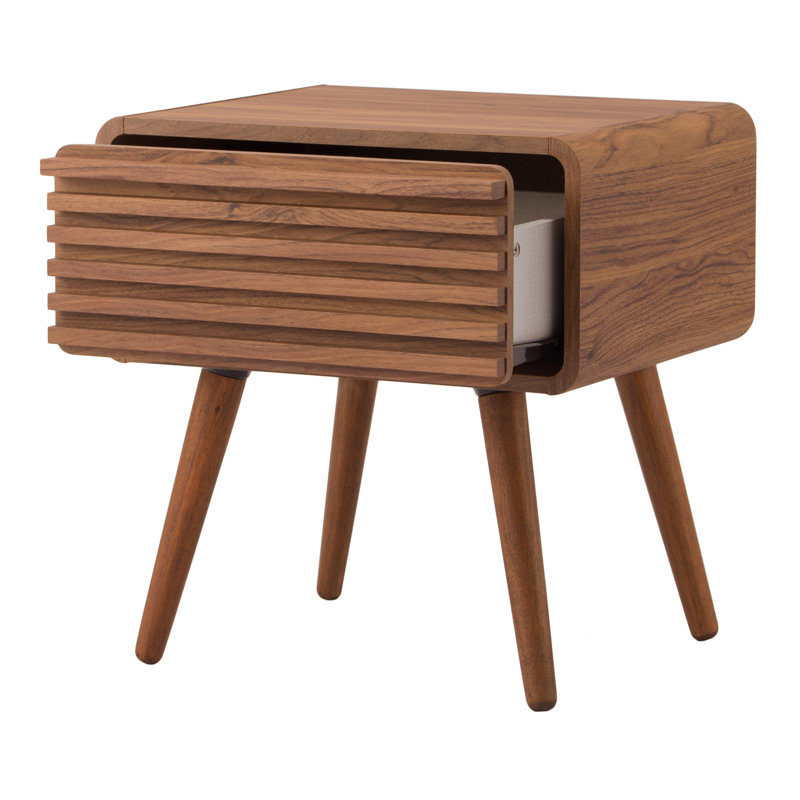 Bria End Table with Storage, Walnut