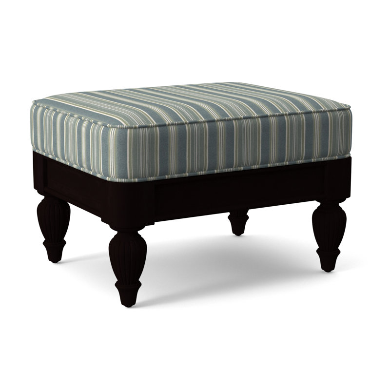 Grand View Ottoman, Java Finish, Green and Blue Stripe; 0252-54