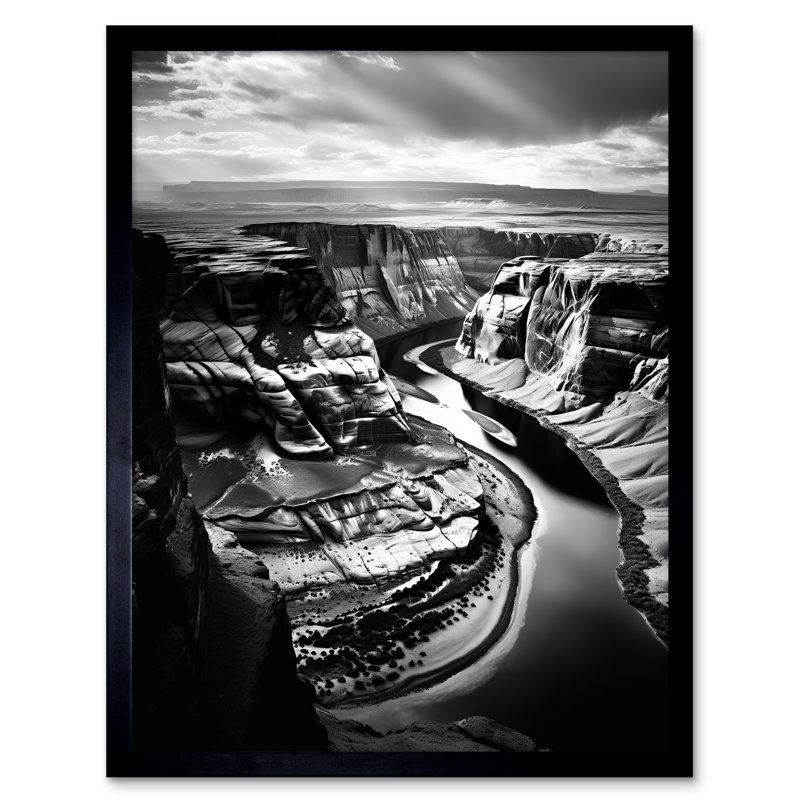 Glen Canyon Colorado River Bend Black White High Contrast - Single Picture Frame Print