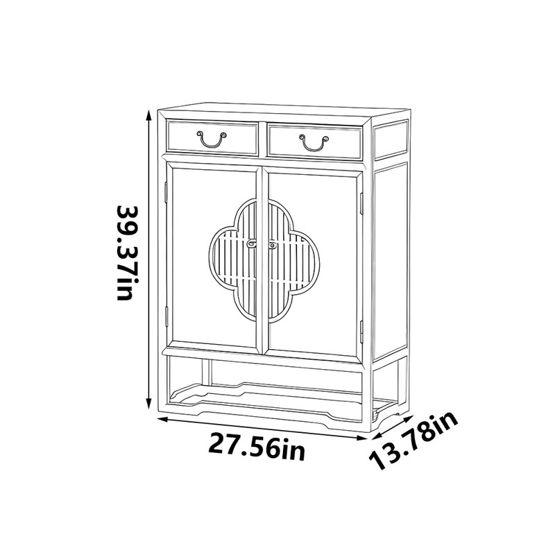 Solid wood furniture storage shoe cabinet, Reddish Brown
