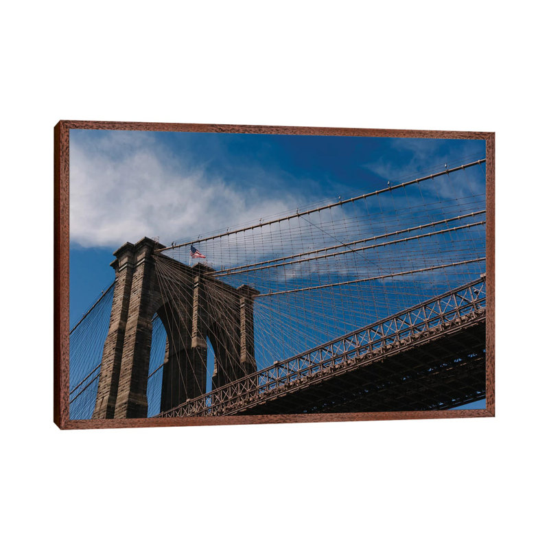 Brooklyn Bridge IV by Bethany Young - Print on Canvas, 45.72cm H x 66.04cm W x 3.81cm D, Classic Brown Wood Framed