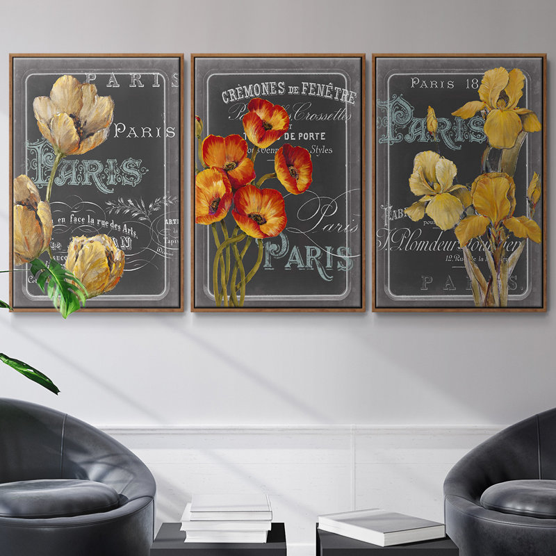 Tableau noir 3 pièces Paris II, H 36 po x l 72 po, Noyer