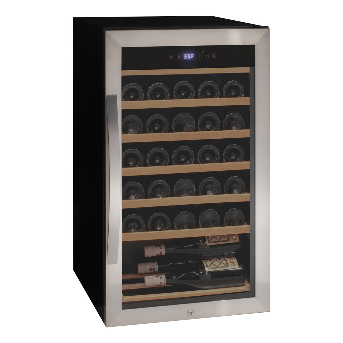 Allavino Cascina Series 33 Bottle Single Zone Freestanding Wine Refrigerator Cooler with Stainless Steel Door | Fridge.com
