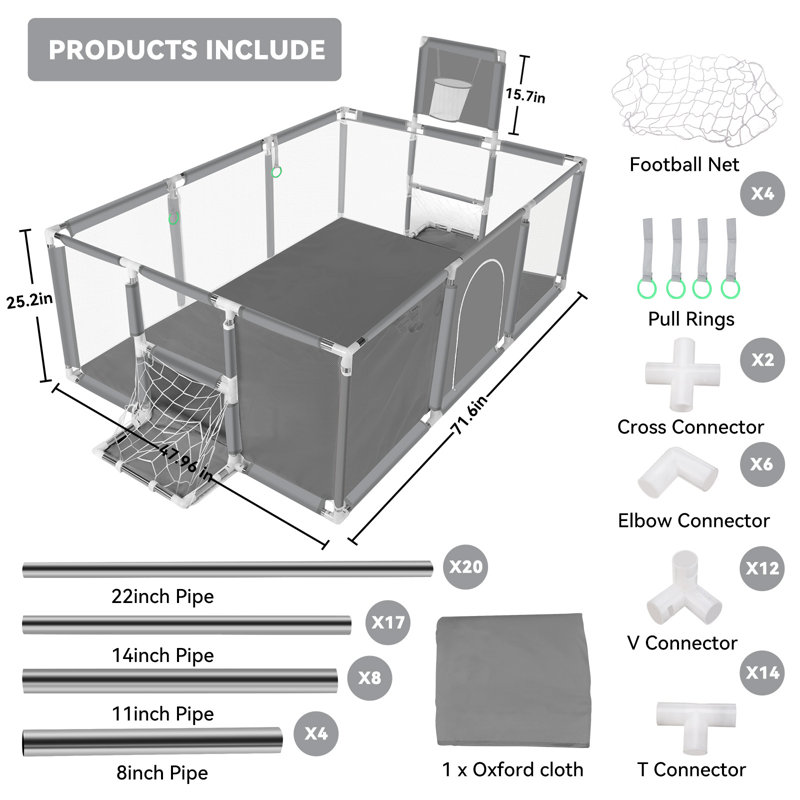 Grande barrière de sécurité pour bébé, gris