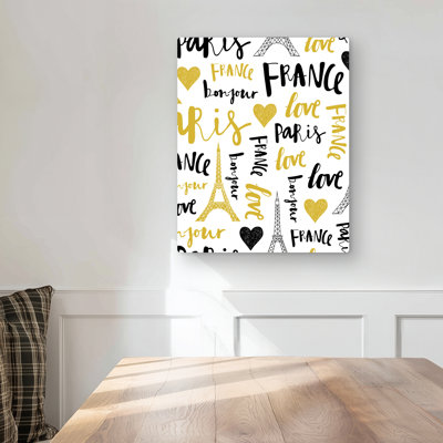 Bonjour la france - Typography Metal Print for Home Decor
