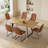 7 - Pices Modern Kitchen Dining Set, 63'' to 86.6'' Extendable Dining Table with 32.8"H Upholstered Dining Chairs for 6 Person-119358126-119358127