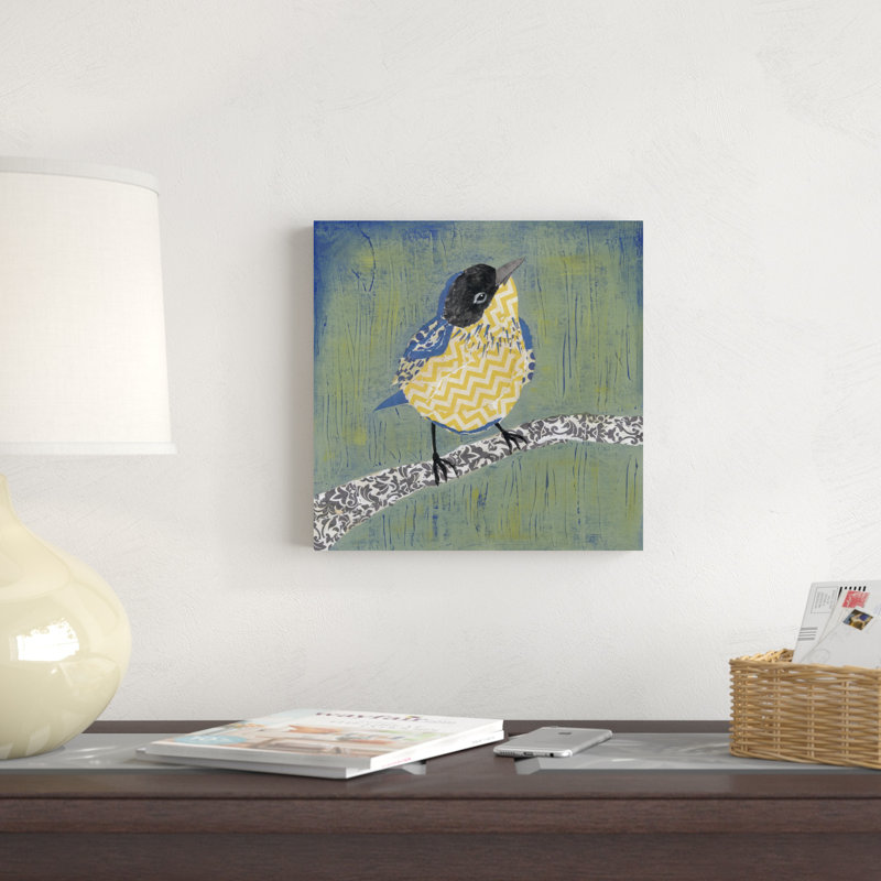 " Patchwork Wren II " by Grace Popp Painting Print, 12" H x 12" W x 1.25" D