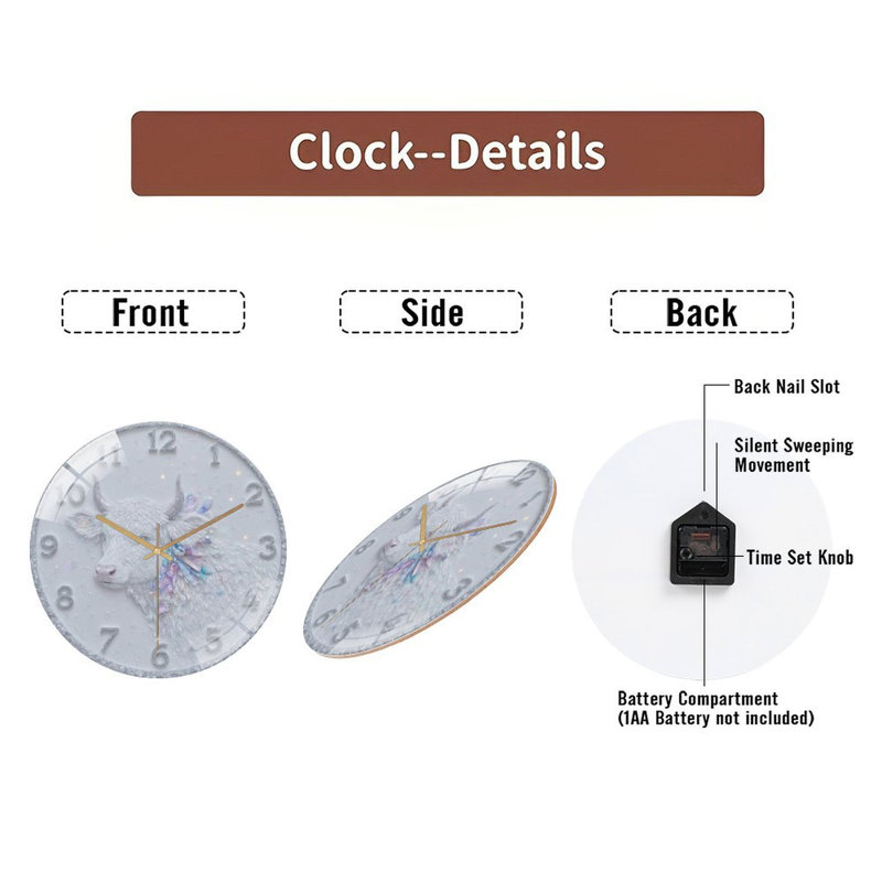 Horloge murale en verre Crystalline